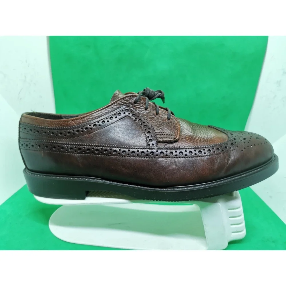 Vintage Dexter USA Mens Brown Leather Wingtip Oxford Dress Shoes Size 11.5 M